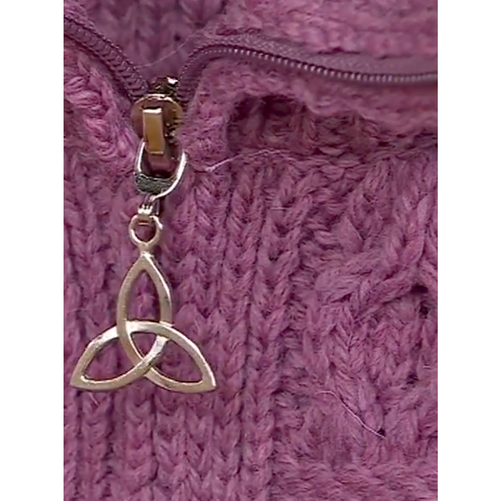 NEW ARAN CRAFTS PLUM MERINO WOOL ZIP FRONT CABLE KNIT CARDIGAN SWEATER COAT XXL - Picture 6 of 16